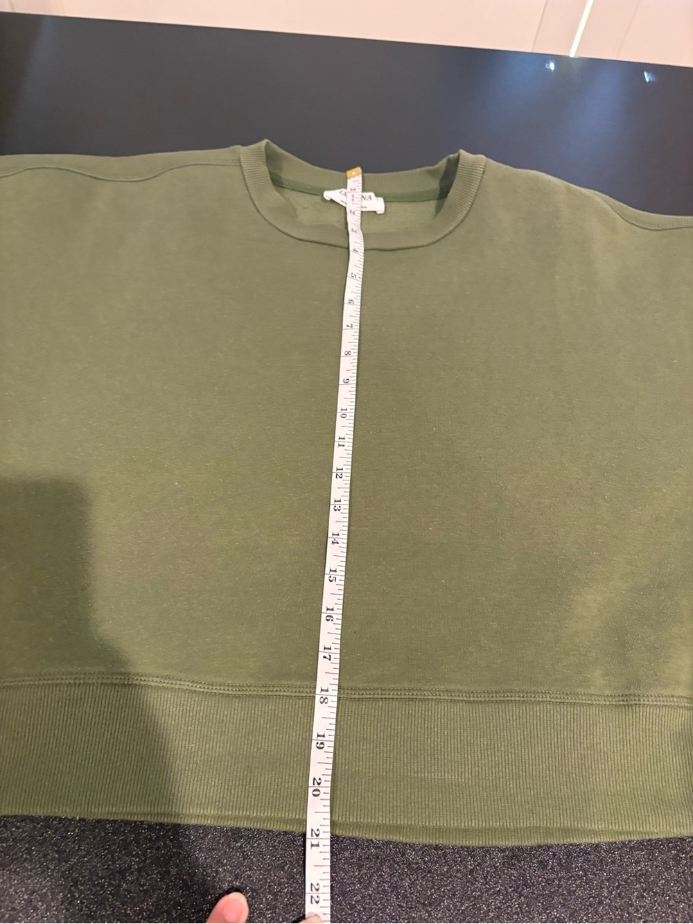 Zenana Olive cropped Crewneck womens Sweatshirt - Picture 6 of 8